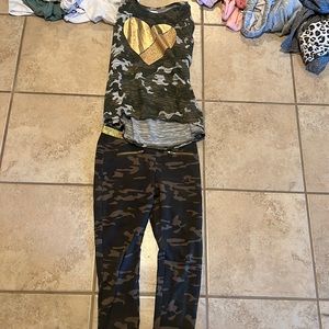 Girls gold heart camo matching sets